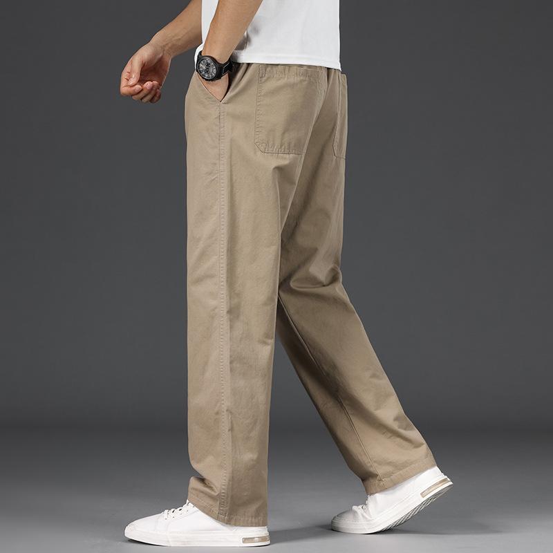 Big Size Mens Casual Pants Relaxed Fit Cotton Trousers Elastic Waist Drawstring Sweatpants Mens Jogger Pants Summer Spring