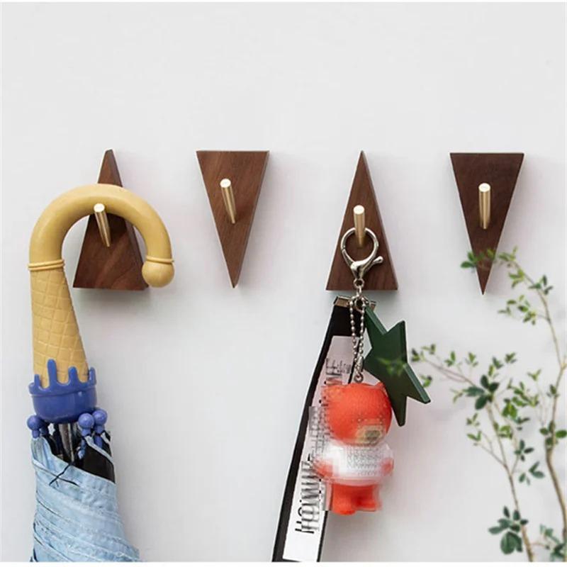 4pcs Japanese Creative Hooks Coat Hooks Wall Decoration Hooks Wooden Hooks No Punching Multifunctional Hooks