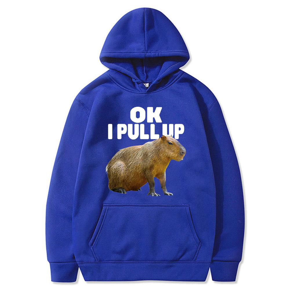 Ok I Pull Up Capybara Felpa con cappuccio con stampa grafica Felpe con cappuccio vintage casual alla moda unisex Pullover gotici Harajuku Streetwear