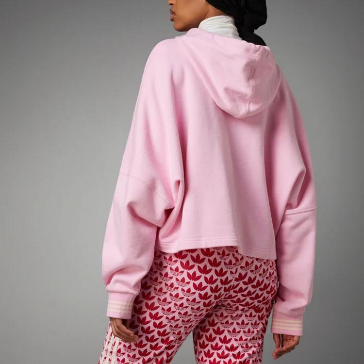 Adidas Originals SS23 Adicolor Serie Retrò Anni '70 Felpa con Cappuccio e Maniche Lunghe con Stampa Logo a Lettere Donna felpa Rosa IK7863