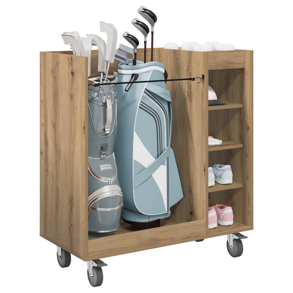 Golf Cabinet with Wheels Uni Artisan Oak 90 x 45 x 98 cm