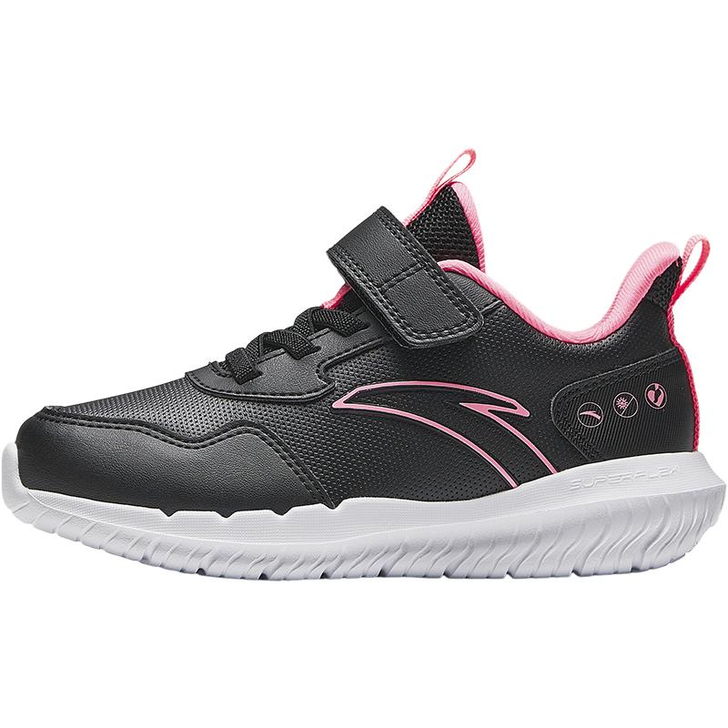 

Anta Детские кроссовки для бега Kids Vitality из синтетической кожи, простые, универсальные, легкие, амортизирующие, с низким верхом, детские кроссовки, черно-розовые, A22439968-6 28