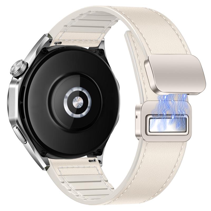 20mm 22mm Silikon+Leder Armband für Huawei Watch GT6/GT5-4 Pro Magnetisches Armband für Samsung Watch 7 6 5 4 Xiaomi Watch S4-3-2