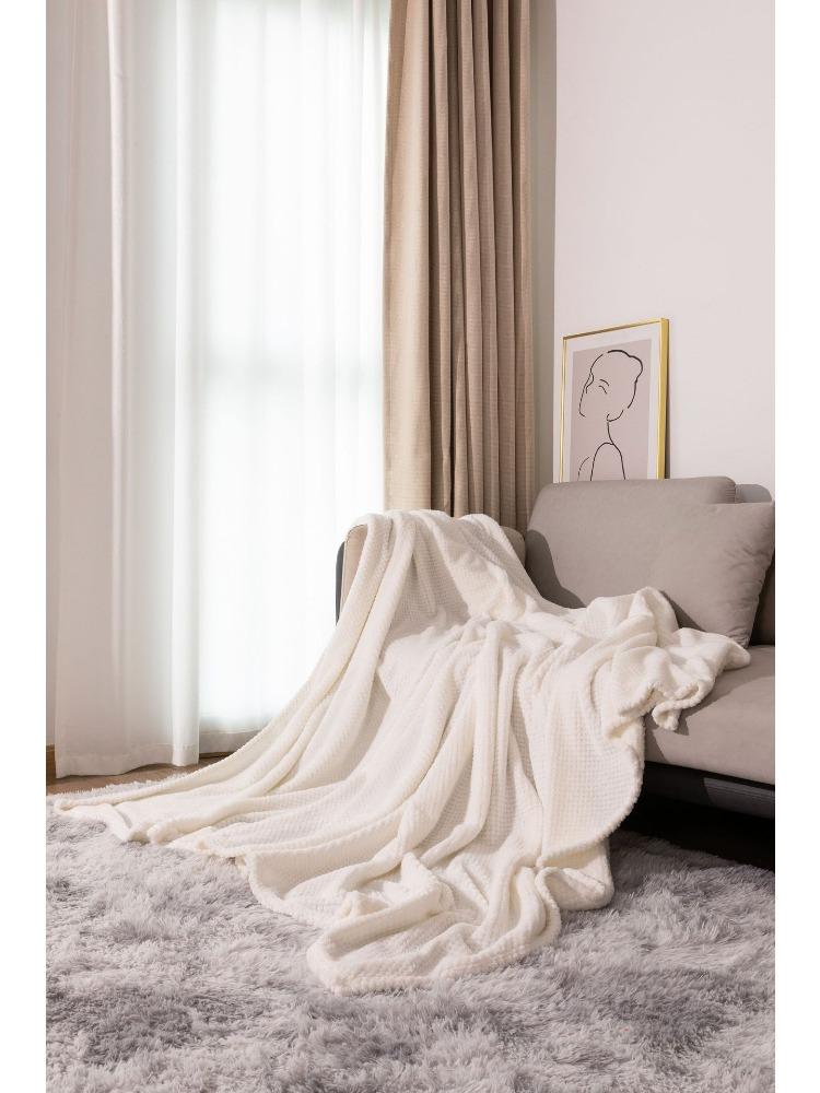 

Утолщенное однотонное коралловое флисовое одеяло, одеяло для кондиционера, одеяло для сна на зиму, пушистое, толстое, теплое, мягкое, накидка, украшение для дивана 160*220cm белый