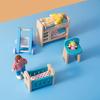 Wooden Doll House Furniture Baby Room Set Miniature Models DIY Assembled Toys with Chair Bed Stroller