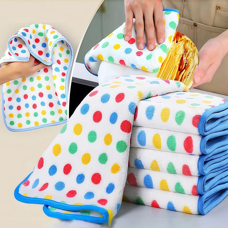 

5 шт./10 шт. Разноцветные ткани в горошек, Абсорбирующие ткани, Салфетки для уборки, Салфетки для вытирания рук 5Pcs разноцветный