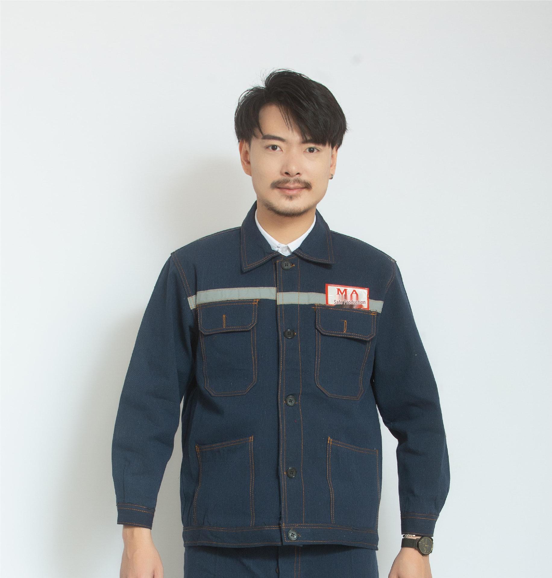 

Men s Reflective Denim Workwear Set for Spring and Autumn: Coal Miner, Auto Repair, Welding Labor Protection Suit XXL