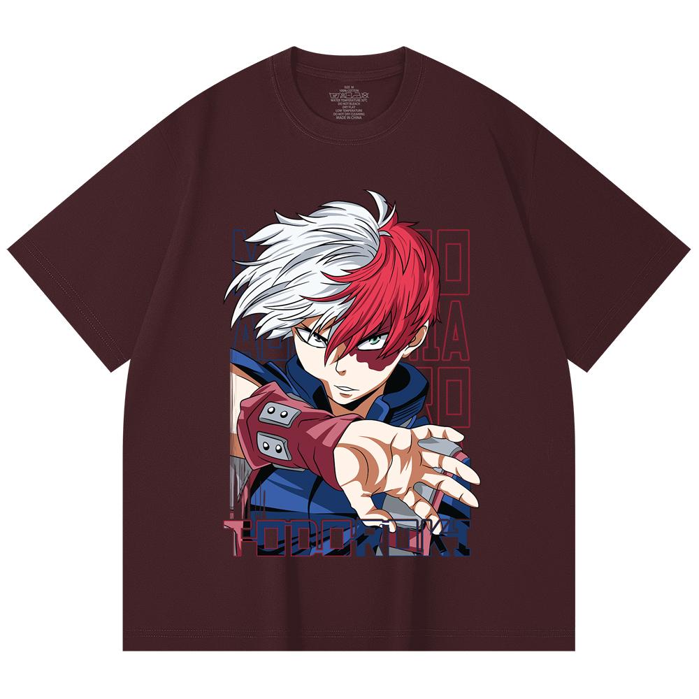 

230 Gsm 100% Cotton My Hero Academia V18 Todoroki Print Unisex Heavy Cotton T Shirt 2XL