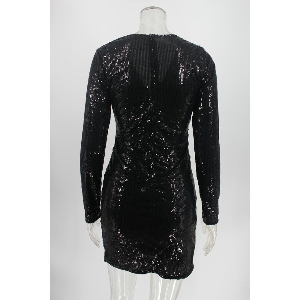 Fashion Clubwear Long Sleeve Sequin Mini Dress Ball Gown Party Evening Dresses Bodycon Party Dress