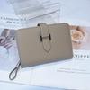 Portefeuille court pour femme en cuir de vachette véritable de haute qualité, double pli avec fermeture éclair, première couche de cuir de vachette, sac à main motif litchi fait main