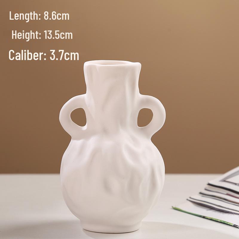 Minimalist Black & White Nordic Ceramic Vase - Elegant Handcrafted Decorative Art Piece