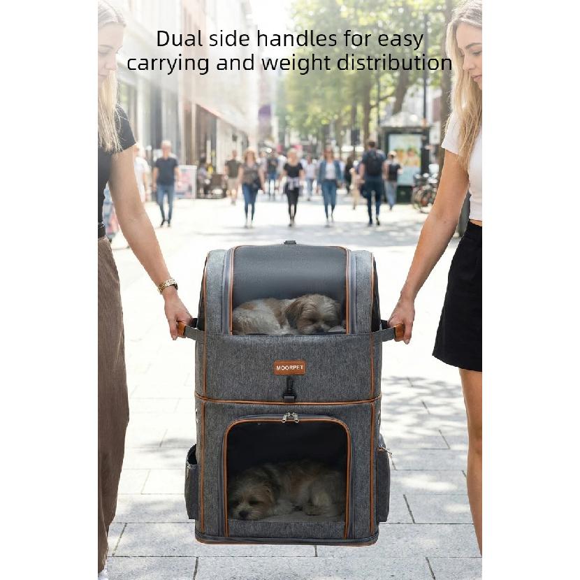 Double Layer Cat Backpack Detachable Pet Trolley Cart Breathable Large Space Cats Travel Backpack Cat Small Dog Outdoor Carrier