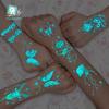Blue Luminous Rose & Butterfly Collarbone Tattoo Sticker