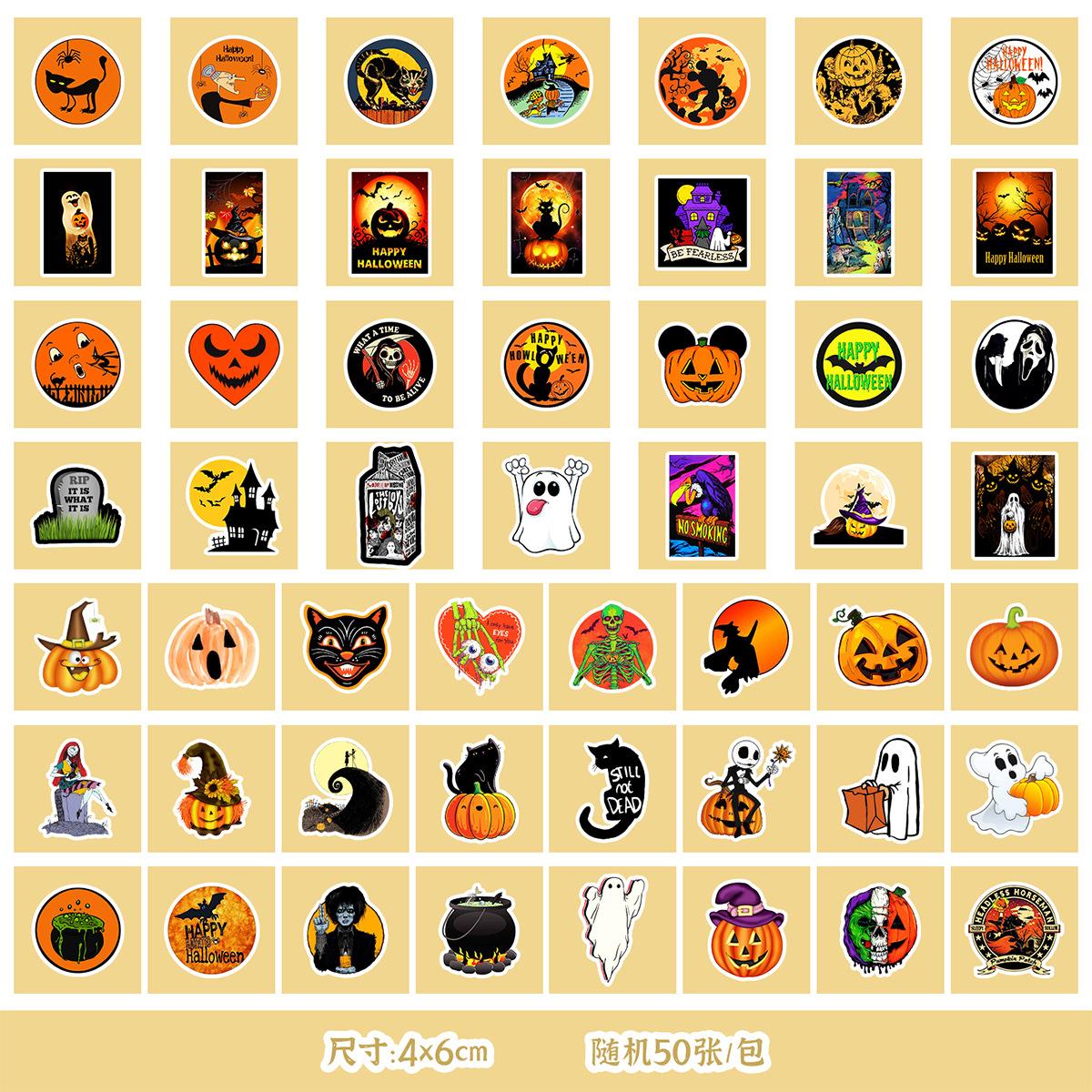 

50/100 Halloween Stickers Mobile Ticket Waterproof Decorative Stickers Children s DIY Hand Account Stickers