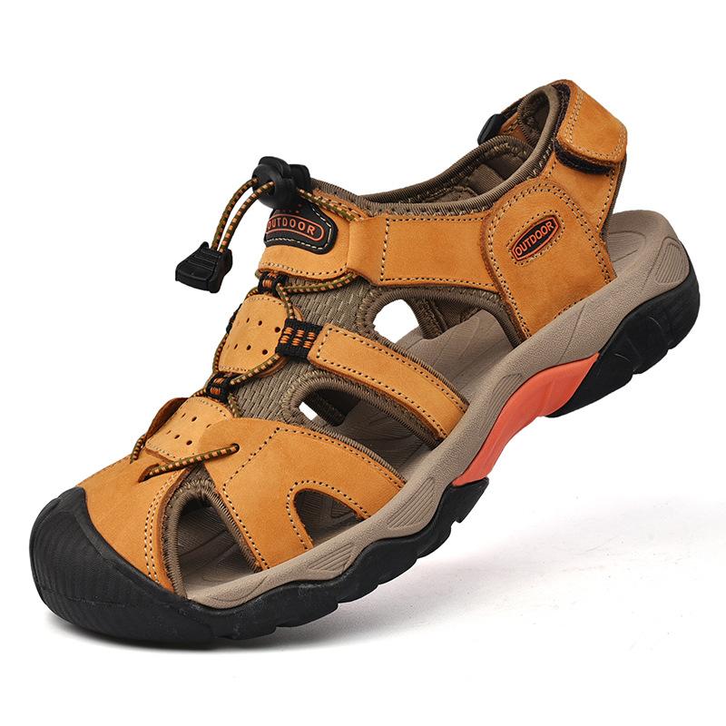 Large size summer cowhide sandals cowhide outdoor creek shoes casual men's beach shoes sandals