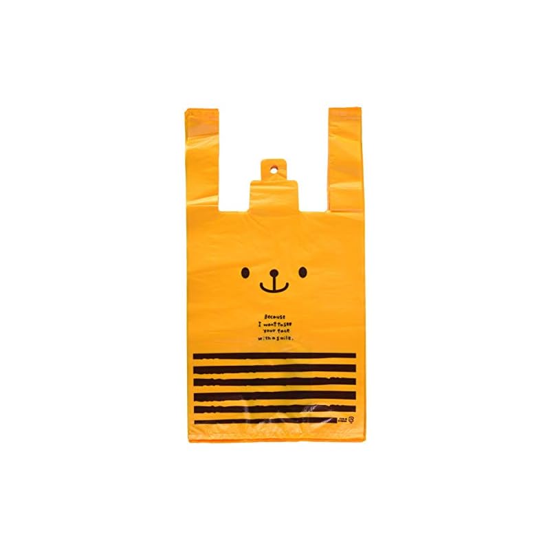 [HEADZ] Shopping Bags, 24 X 45 X 14 Cm, Bear Design, Orange, Medium, 100 Pieces, Yellow, with Hook Hole, CDB-M