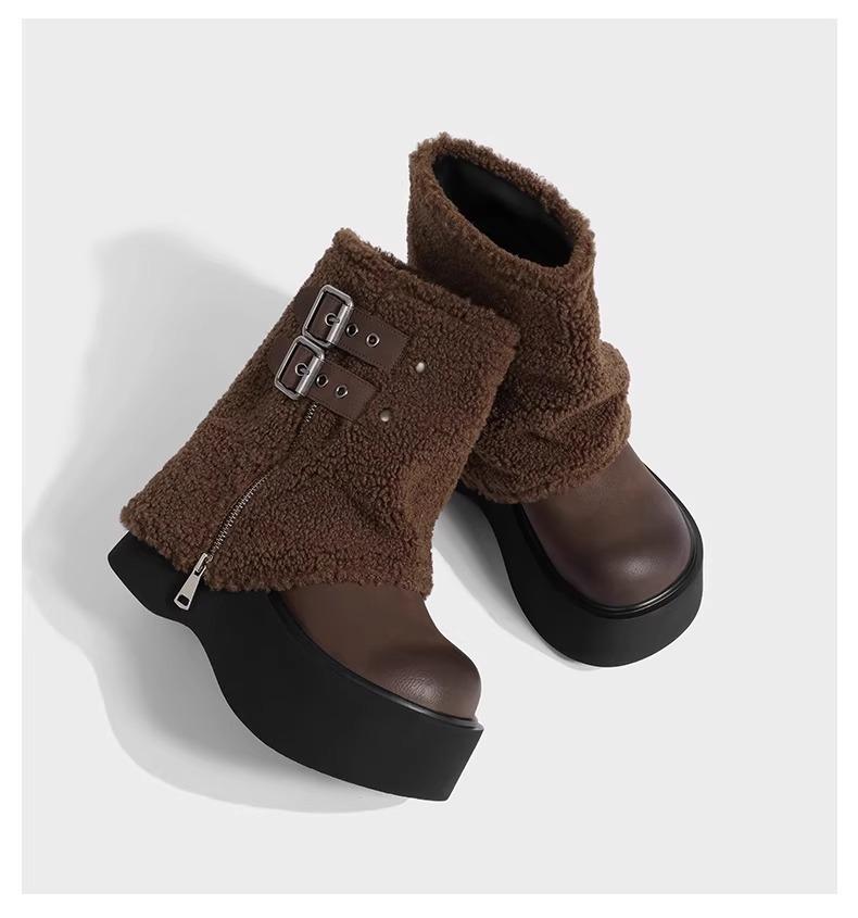 

Плюшевые ботинки на толстой подошве женские зимние маленькие мужские ботфорты Spice girls ботинки-чулки 40