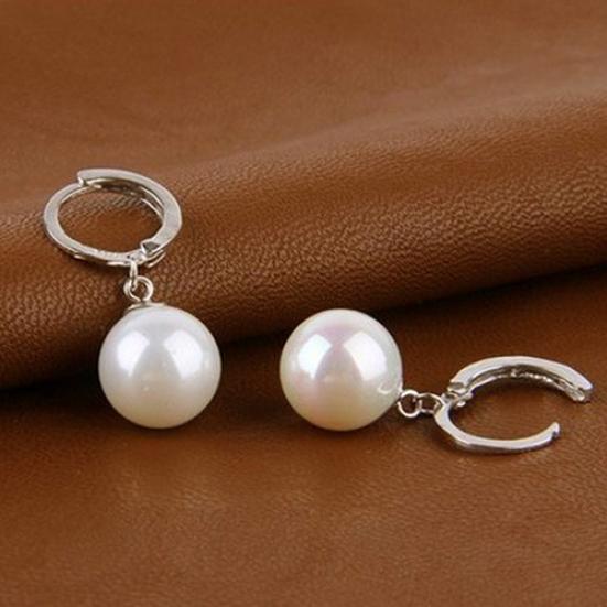 Women's Elegant Faux Pearl Dangle Eardrop Ear Hoop Earrings Jewelry Charm