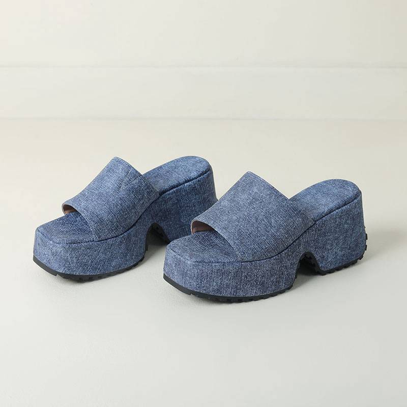 

Krazing Pot Polyurethane Mules Spring Summer Size 43 Size 42 Prints Women Platform Women Round Toe Slip on Waterproof Sandals 36 синий