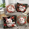 Plum Blossom White Fox Embroidery Style Pillow Cover Pattern Cushion Cover Suitable for Sofa Bedroom Car Pillow Cover
