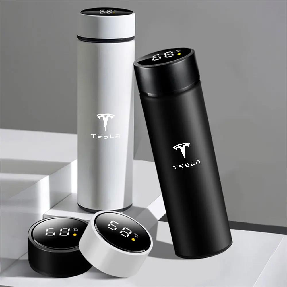Autoaufkleber 2025 Neue Tesla Thermoskanne Intelligente Temperaturanzeige Isolierbecher Edelstahl-Wasserbecher für Tesla Model