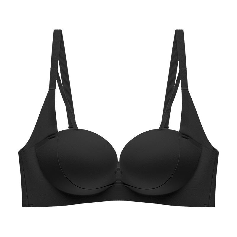 

Подъемный гладкий без следов без косточек регулирующий нижнее белье бюстгальтер маленькая грудь сборка не пустая чашка бюстгальтер женский анти-провисание L чёрный
