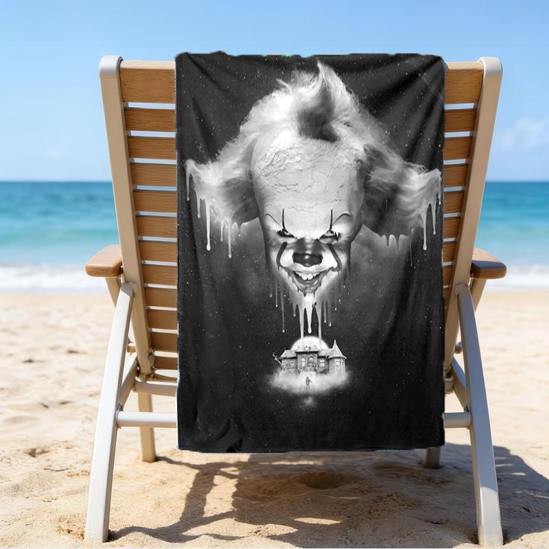 proof beach towel with a Pennywise the Dancing Clown1 pattern - soft,absorbent,quick-drying,machine washable - perfect for swimming,camping,bathing