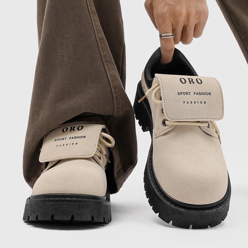 Men's 2025 Derby Boots Low Top Workwear Shoes Chunky Sole Suede Leather Breathable Comfortable Non-Slip Vintage Style Shoes