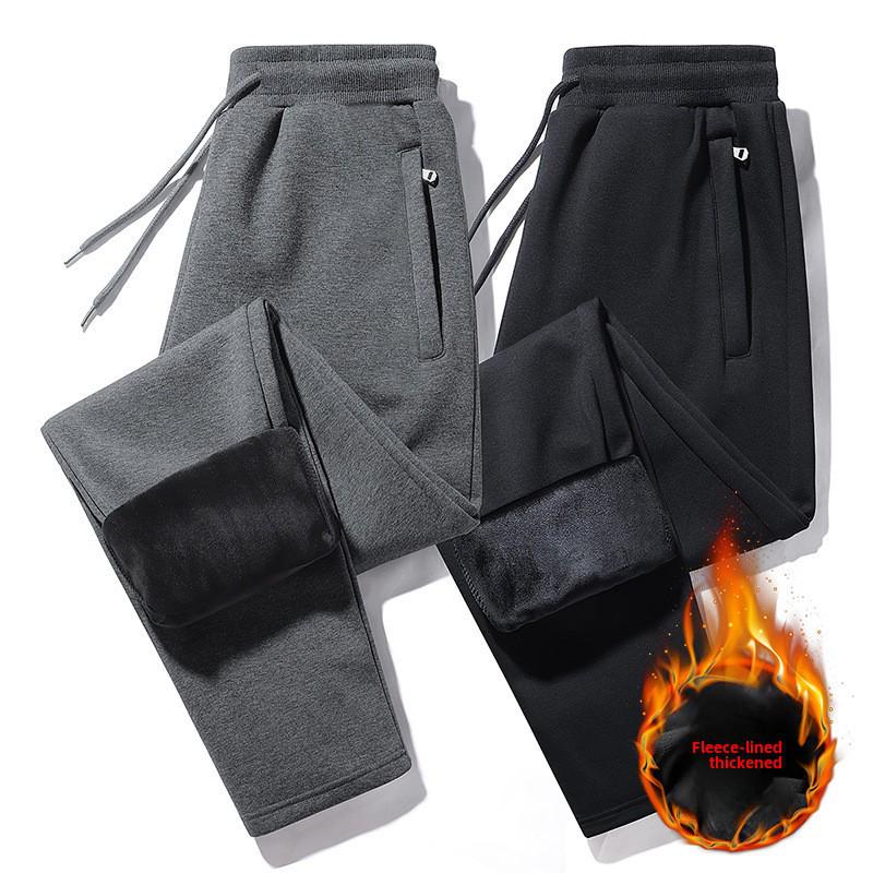 2025 Men's Loose Fit Velvet-Lined Winter Sports Pants with Zipper Cuffs