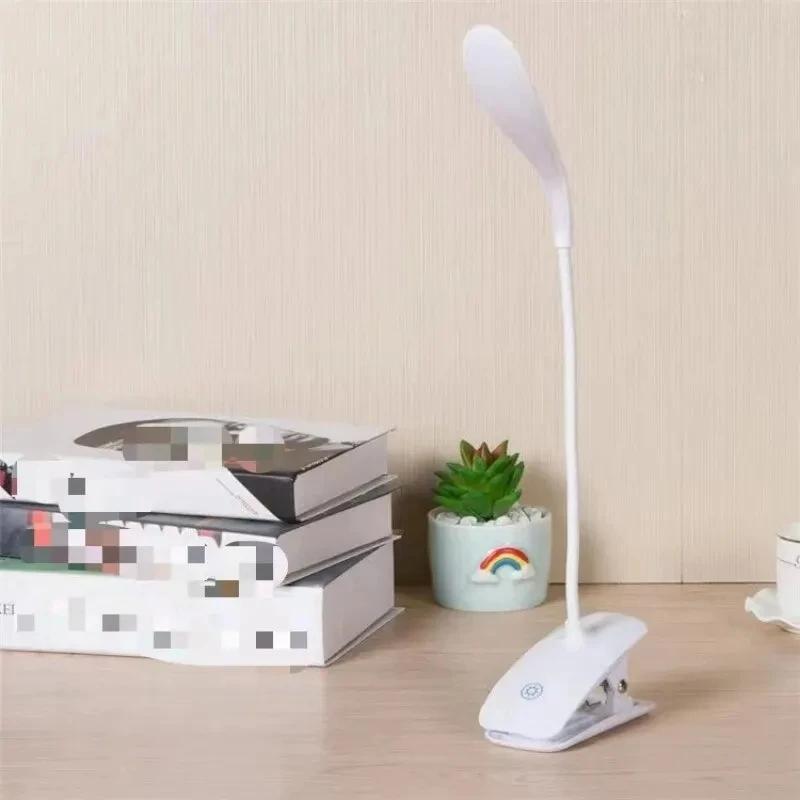 

USB Charging Duckbill Desk Lamp with Three Touch Dimming Levels LED Eye Protection for Bedroom Bedside Learning Clip Book Lamp білий