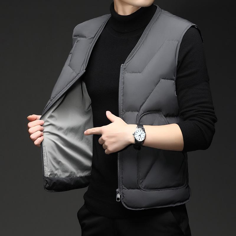 Men's Lightweight Down Vest 2025 - V-neck Warm Winter Gilet for Youth & Dads