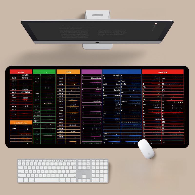 Mehrsprachiges Shortcut Mauspad - Englisch/Japanisch/Thailändisch/Vietnamesisch - Extra Groß & Dicke Schreibtischunterlage