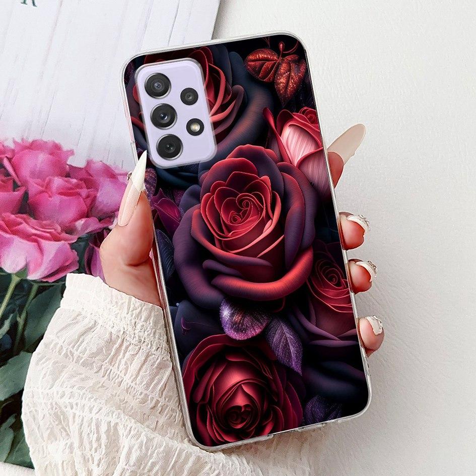 For Samsung Galaxy A52 A52s 5G Case SM-A526B SM-A528B Phone Cover Fashion Flower Soft Silicone Funda For Samsung A72 A 52 Bumper