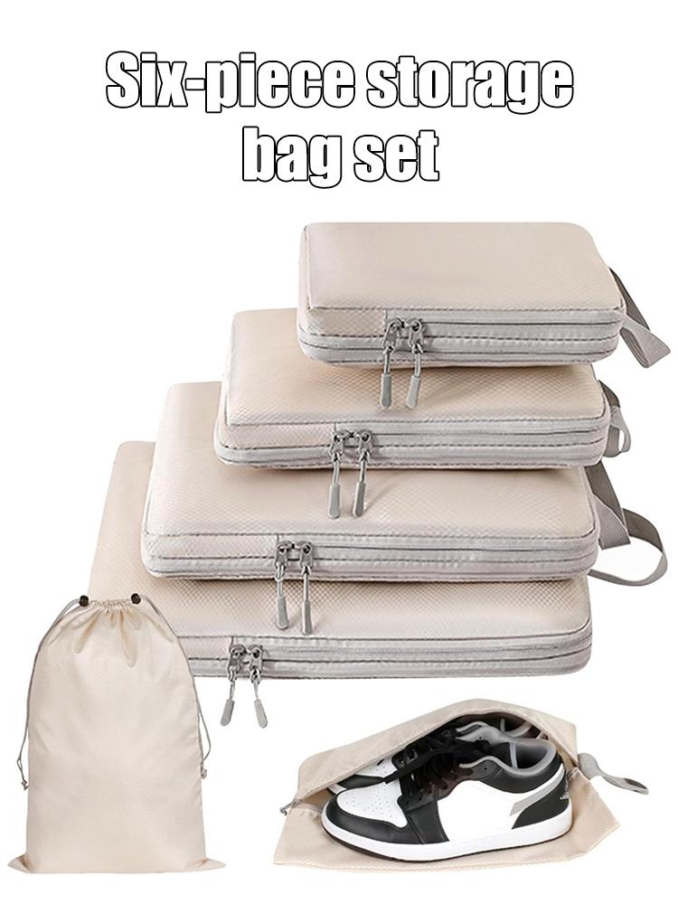 6pcs Compressed Travel Storage Bag Set Digital Toiletries And Cosmetics Storage Bag Shoes Luggage Clothing Travel Storage Bag