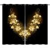 Gold Advanced Engraving Flower Pattern Digital Printing Curtain Blackout Punching Can Be
