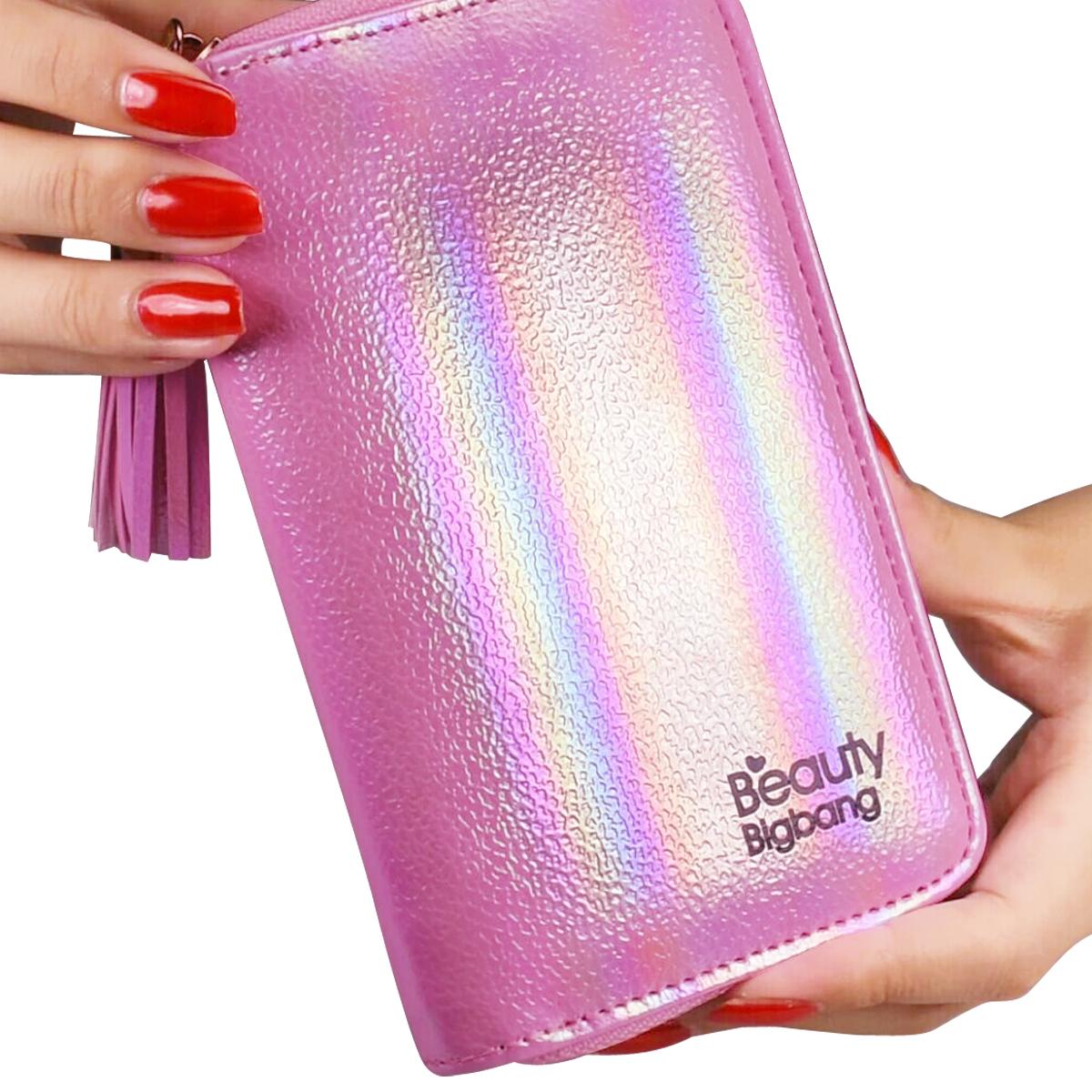 

Сумка-органайзер для пластин для стемпинга с лазерной голографией на 24 слота, круглая, квадратная, прямоугольная, для маникюра и дизайна ногтей розовый