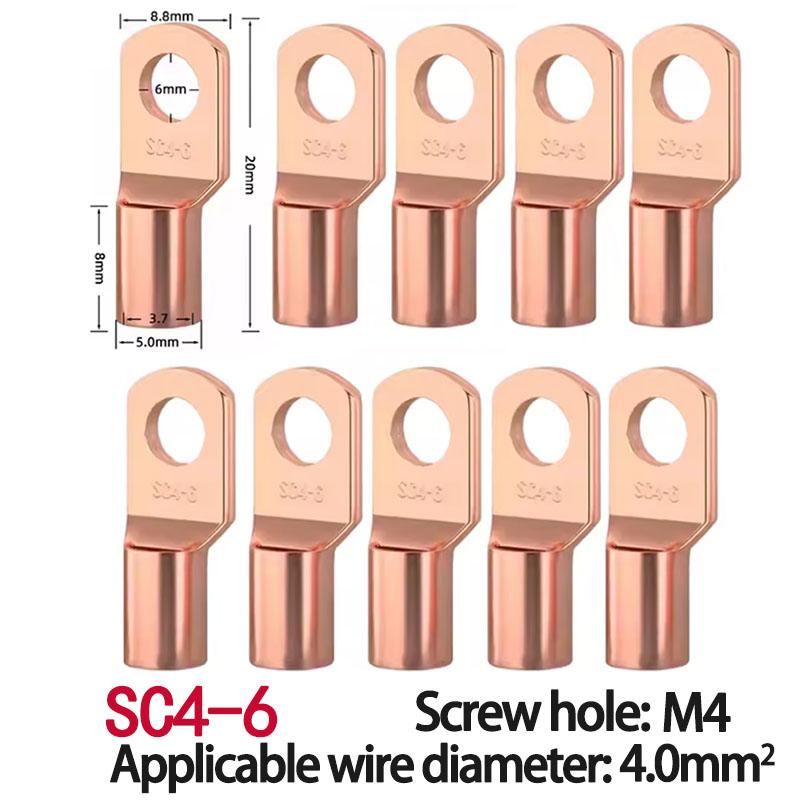 

10PCS Copper Lug Ring Wire Connectors Bare Cable Electric Crimp Terminal SC4-6 SC6-6 SC6-8 SC10-6 SC16-6 SC16-8 SC25-8