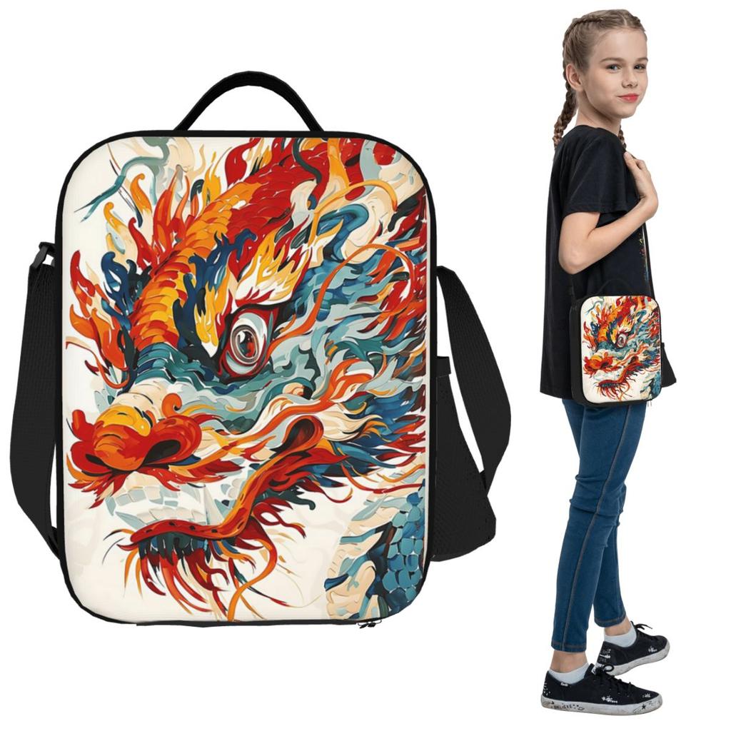 Dragon Head Lunch Bags Insulated Bento Box Waterproof Lunch Tote Leakproof Picnic Bags Cooler Bag for Woman Kids School