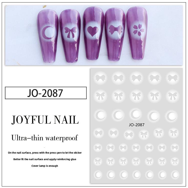 White Gradient Butterfly Heart Star Cross Nail Art Stickers
