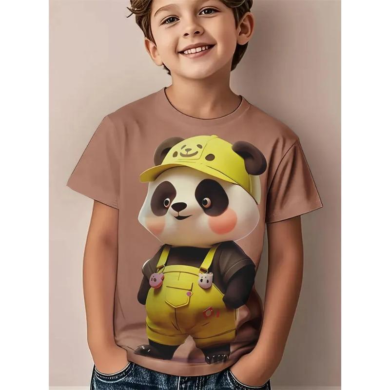 Sommer Kinder 3D-Druck Rundhals T-Shirt Mode Vielseitig Trend Atmungsaktiv Lässig