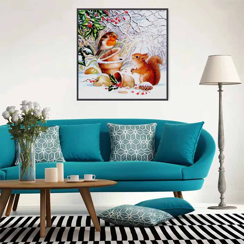 New Arrival 5D DIY Full Circle Diamond Painting "Squirrel and Bird" Embroidery Cross Stitch Home Decor Gift