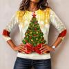 Women's Christmas Print Long Sleeve Neck Pullover Top