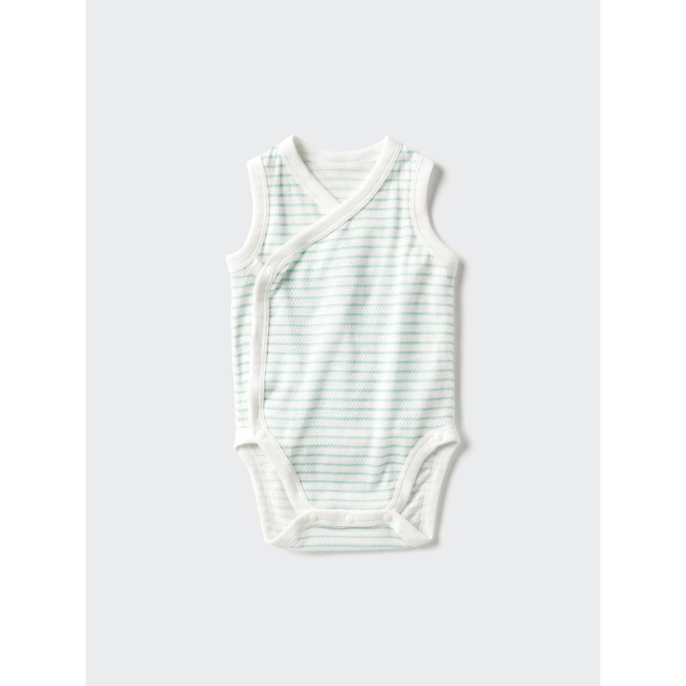 Uniqlo Japan Cotton Mesh Bodysuit Sleeveless Front Opening