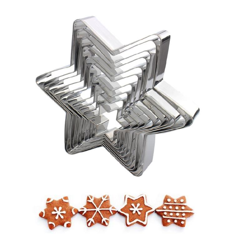10 PCS Food-Grade Stainless Steel Star Theme Christmas Cookie Cutter Baking Gift