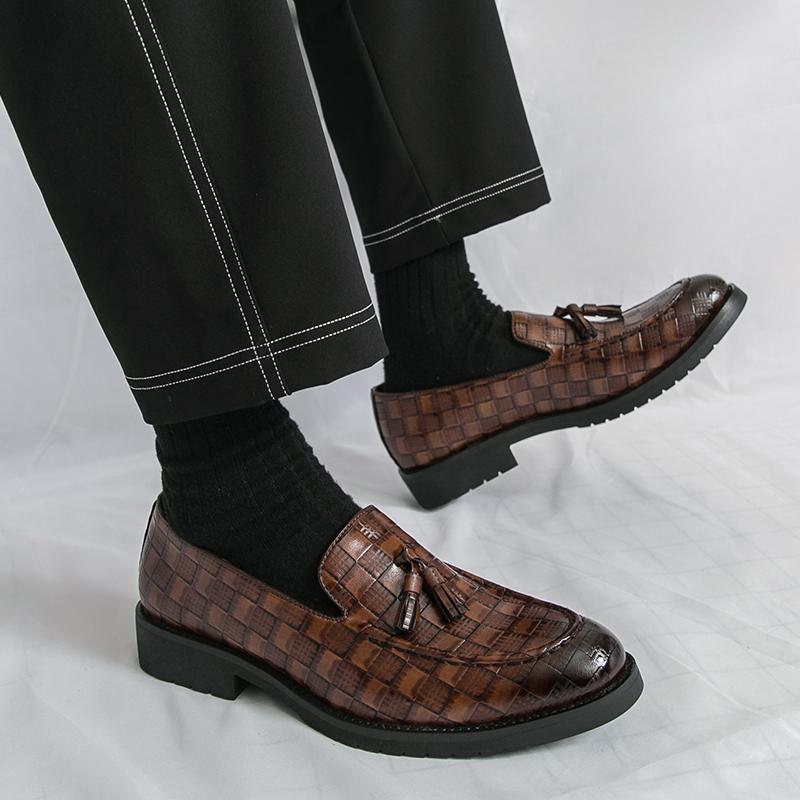 Fashion Men's Pu Leather Oxford Shoes Classic Formal Mens Loafers Business Dress Shoes for Men Comfortable Slip-On Office Wedding Shoes