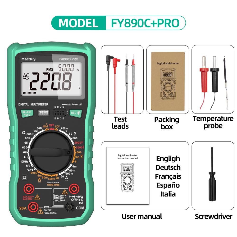Professional 2000V 20A Extra-Large Range Digital Multimeter Photovoltaic Multimeter True RMS Multifunctional All-in-One Machine High-precision Tester