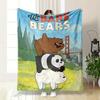 Three Bears Stacked Vertically In a Grassy Outdoor Setting. for All Seasons Blanket Lunch Break Throw Gift