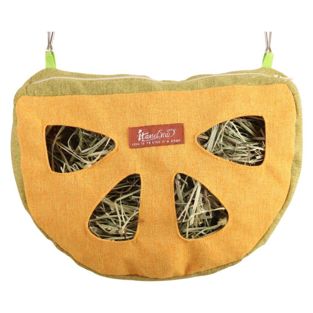 

Hanging Hay Bag Feeder Wear Resistant Small Animal Feeder 4-Hole Feeding Bag for Pet Cage оранжевый