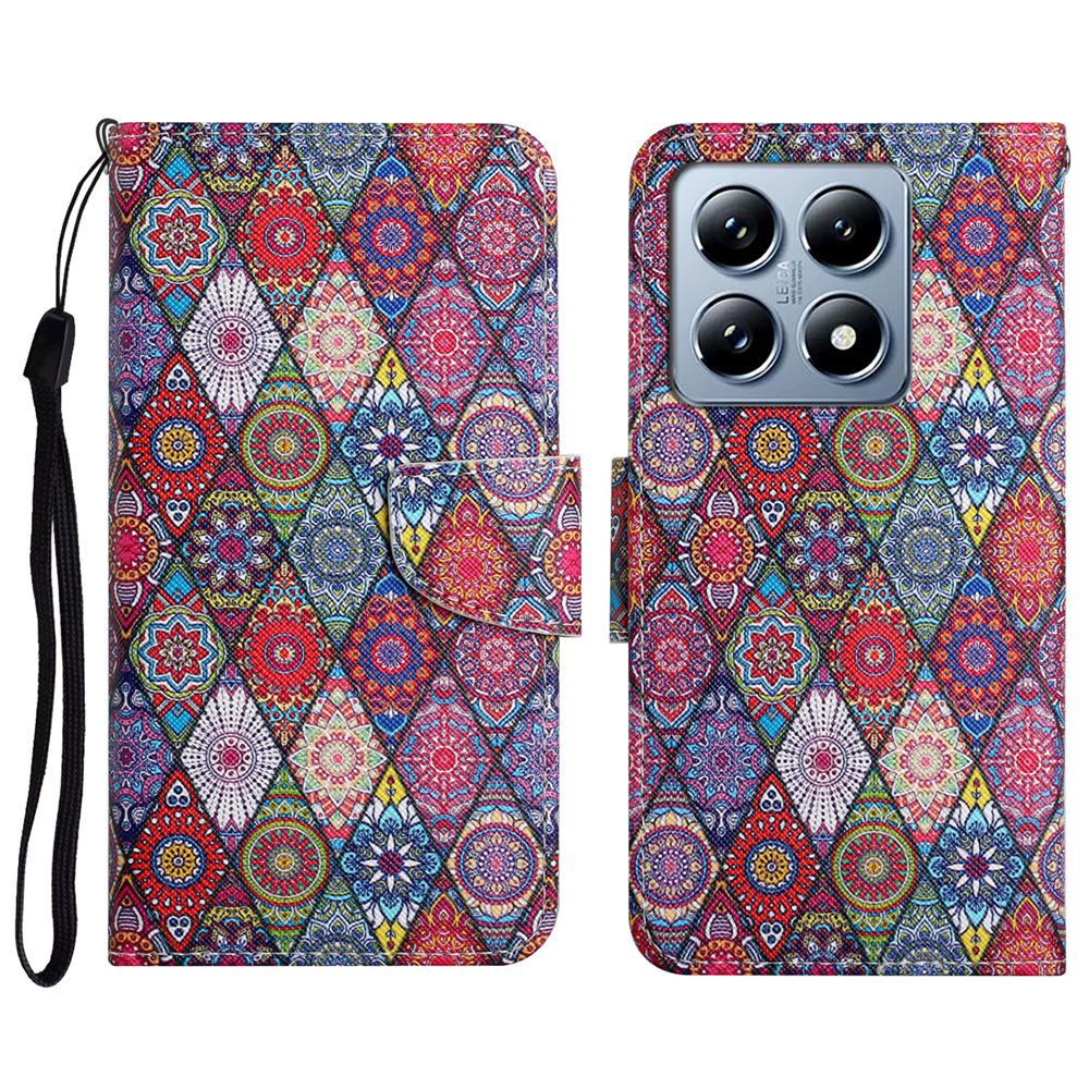 For Xiaomi 14T Case Pattern Printing Protective Leather Folio Phone Cover -  Chrysanthemum