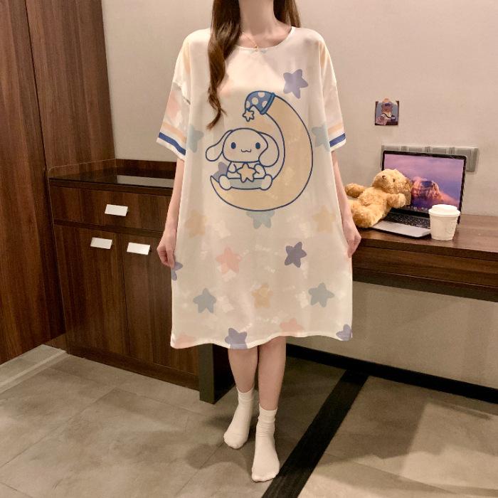 

Pajamas Girls Summer Ice Silk Short Sleeves Thin New Year s New Summer Fat mm Fattened Plus Size Pajamas One size fits all